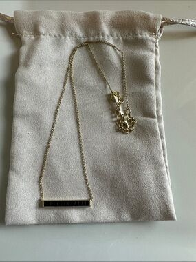 Kendra Scott Gold Bar Necklace with Black Inlay